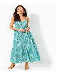 NWT Lilly Pulitzer Heidi maxi dress prism blue good greef sz 8